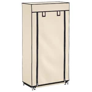 Botník s potahem krémový 58 x 28 x 106 cm textil - obrázek 2