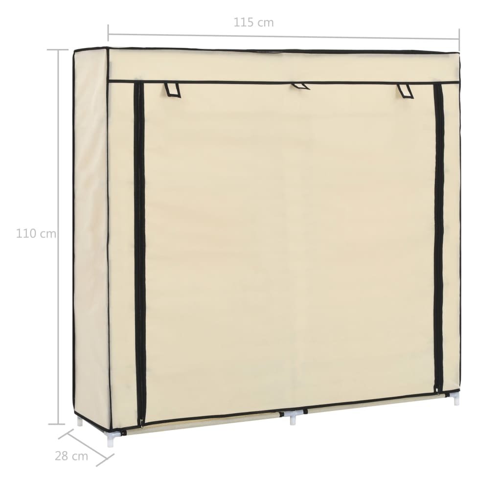 282433 Shoe Cabinet with Cover Cream 115x28x110 cm Fabric