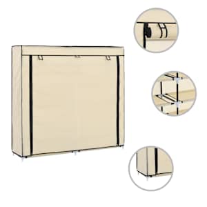 Botník s potahem krémový 115 x 28 x 110 cm textil - obrázek 7