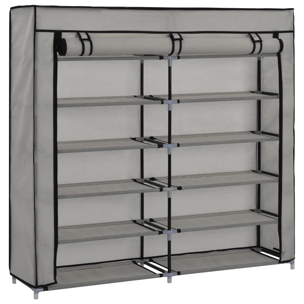 282434 Shoe Cabinet with Cover Grey 115x28x110 cm Fabric