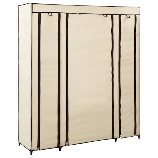 vidaXL sektsioonide ja torudega kapp, kreemjas, 150x45x176 cm, kangast