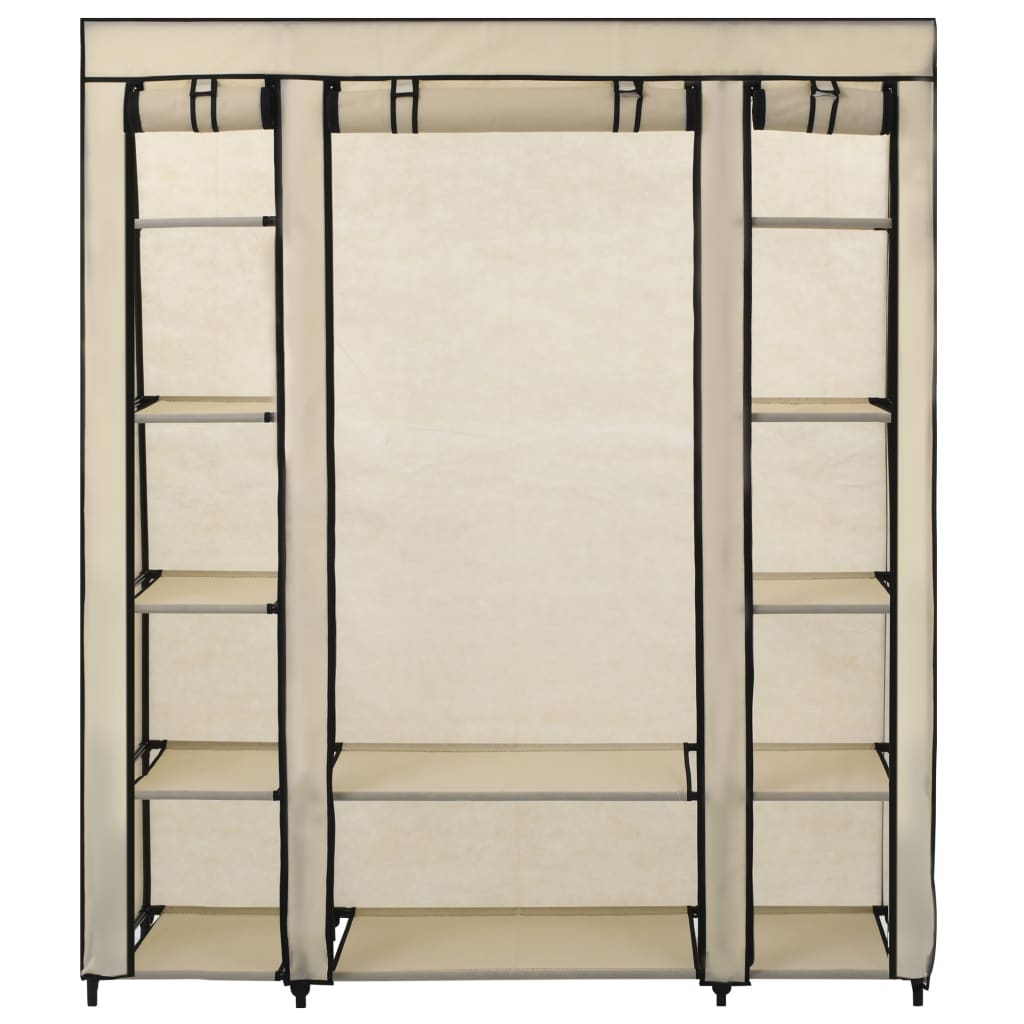 vidaXL Șifonier cu bare și compartimente, crem, 150x45x176 cm, textil