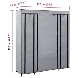 Šatní skříň s přihrádkami a tyčemi šedá 150x45x176 cm textil - obrázek 8
