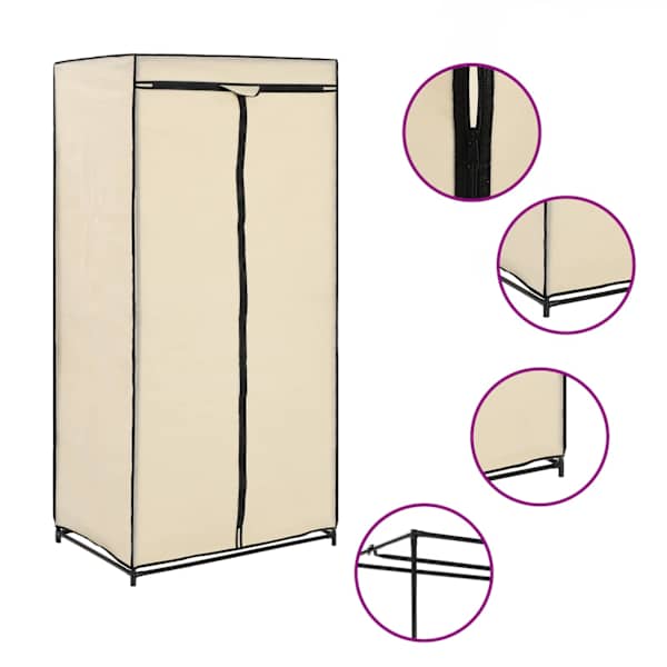 vidaXL riidekapp kreemjasvalge 75 x 50 x 160 cm