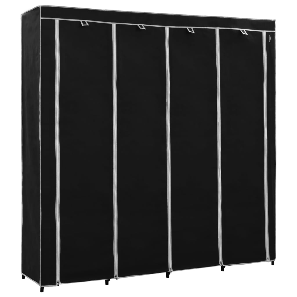 vidaXL Șifonier cu 4 compartimente, negru, 175 x 45 x 170 cm