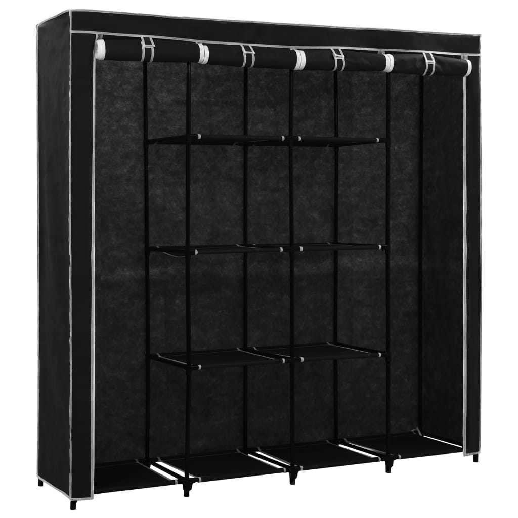 282445 vidaXL Wardrobe with 4 Compartments Black 175x45x170 cm