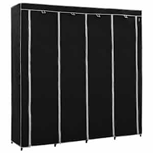 282445 vidaXL Wardrobe with 4 Compartments Black 175x45x170 cm - obrázek 2