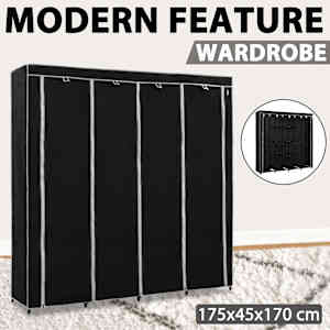 282445 vidaXL Wardrobe with 4 Compartments Black 175x45x170 cm - obrázek 11