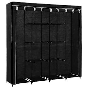 282445 vidaXL Wardrobe with 4 Compartments Black 175x45x170 cm - obrázek 3