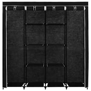 282445 vidaXL Wardrobe with 4 Compartments Black 175x45x170 cm - obrázek 5