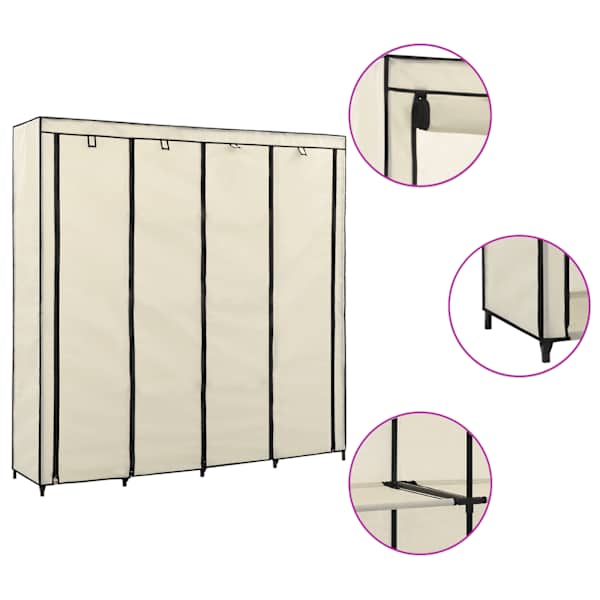 vidaXL garderoob 4 sektsiooniga, kreemjas 175 x 45 x 170 cm