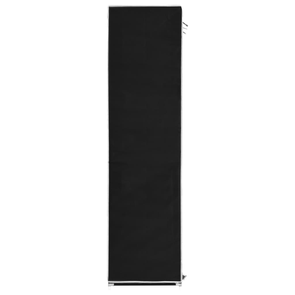 Fekete szövet ruhásszekrény tárolórekeszekkel 150 x 45 x 176 cm 