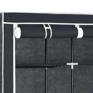 Šatní skříň s přihrádkami a tyčemi černá 150x45x175 cm textil - obrázek 9