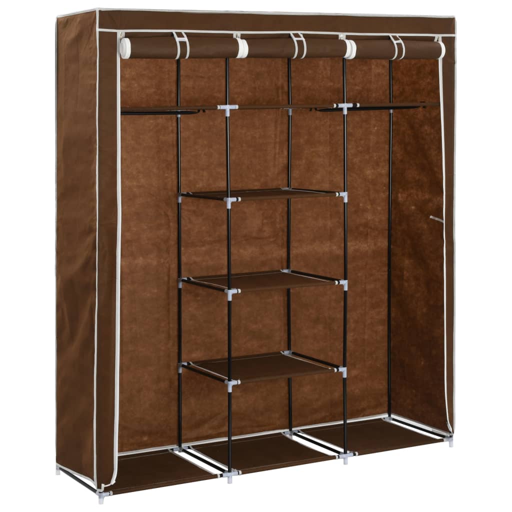 282454 Wardrobe with Compartments and Rods Brown 150x45x175 cm Fabric 
