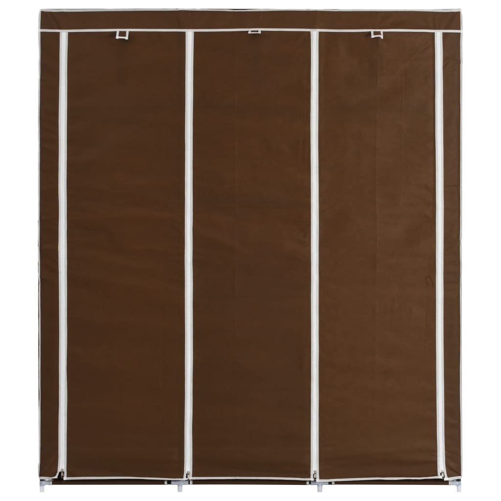 282454 Wardrobe with Compartments and Rods Brown 150x45x175 cm Fabric 