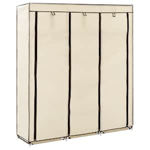 Garderobna omara s predelki in palicami krem 150x45x175cm blago