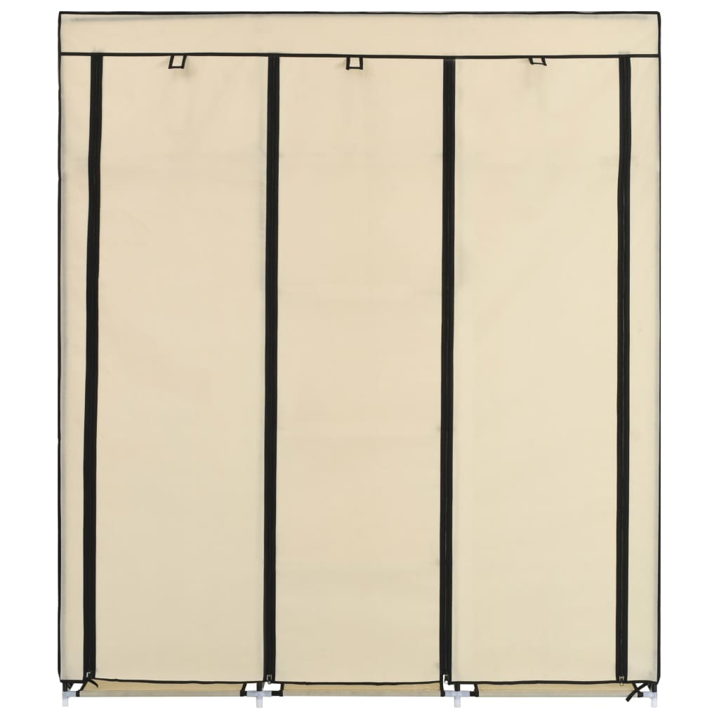 Thumbnail - vidaXL Kleiderschrank mit Fächern und Stangen Creme 150x45x175cm Stoff