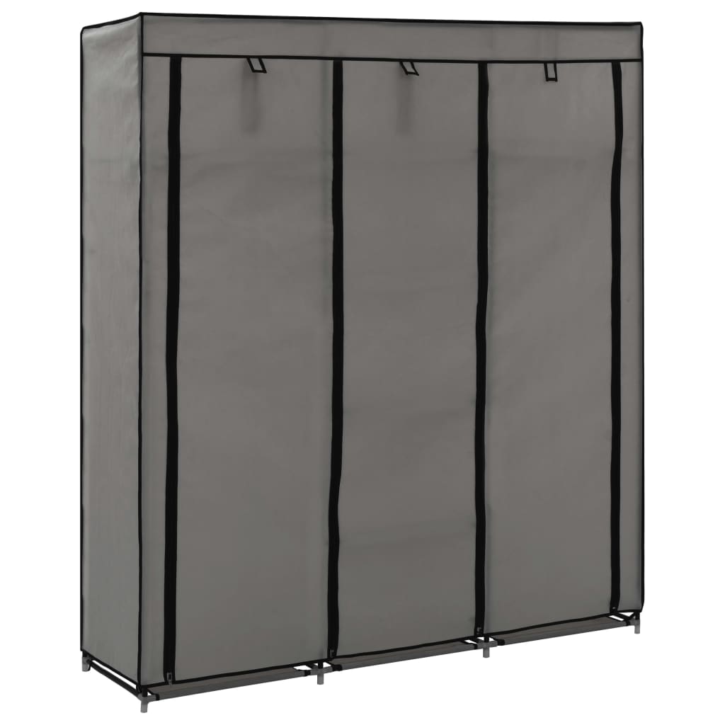 vidaXL Kleiderschrank mit Fächern und Stangen Grau 150x45x175cm Stoff