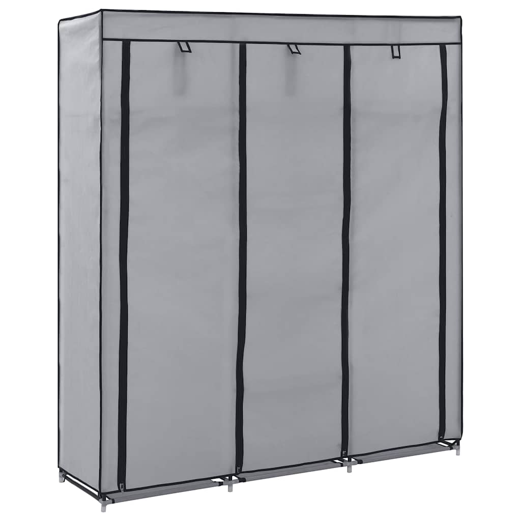 vidaXL Kleiderschrank mit Fächern und Stangen Grau 150x45x175cm Stoff