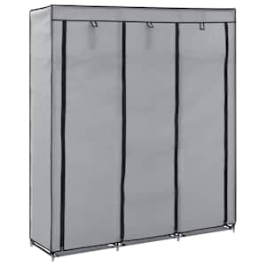 Garderobna omara s predelki in palicami siva 150x45x175cm blago