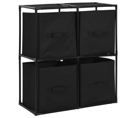 Vidaxl Storage Cabinet With 4 Fabric Baskets Black 63x30x71 Cm