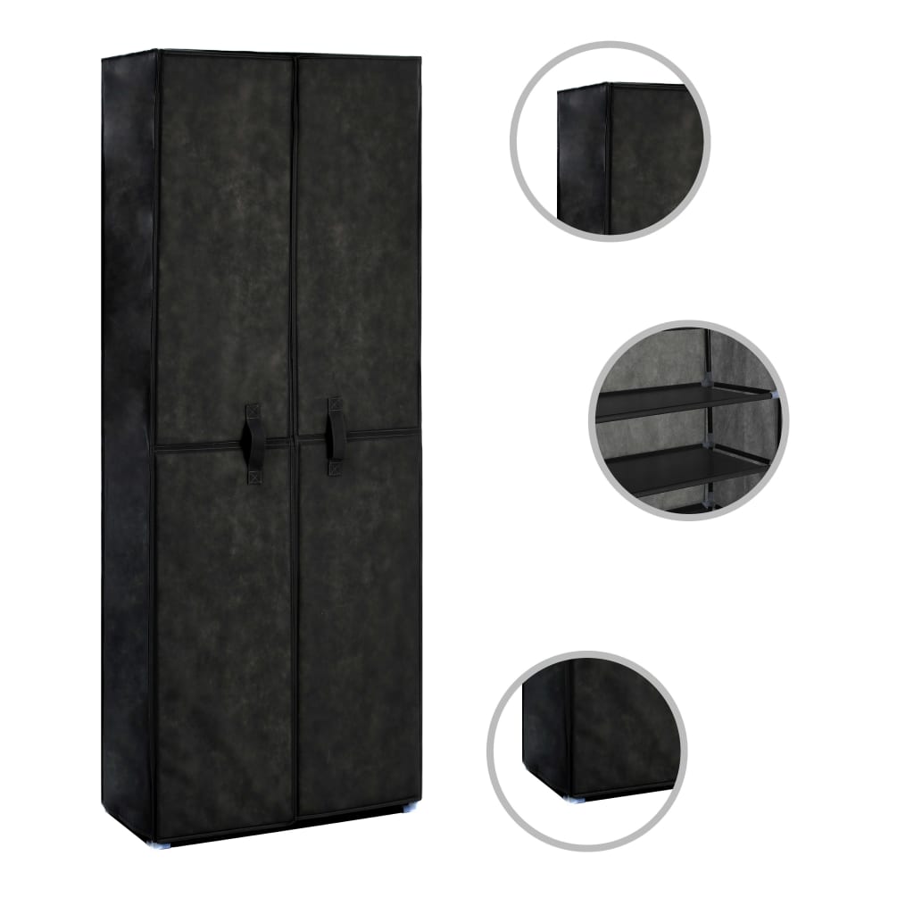 vidaXL Pantofar, negru, 60 x 30 x 166 cm, material textil vidaxl.ro