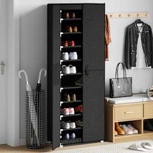 Omarica za čevlje črna 60x30x166 cm iz blaga