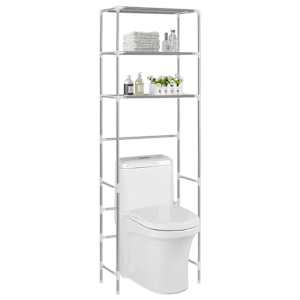 3patrový úložný regál nad WC stříbrný 53 x 28 x 169 cm - obrázek 1