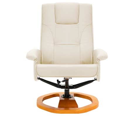 vidaXL Fauteuil TV pivotant avec repose pied Crème Similicuir vidaXL Fauteuil TV pivotant avec repose pied Crème Similicuir