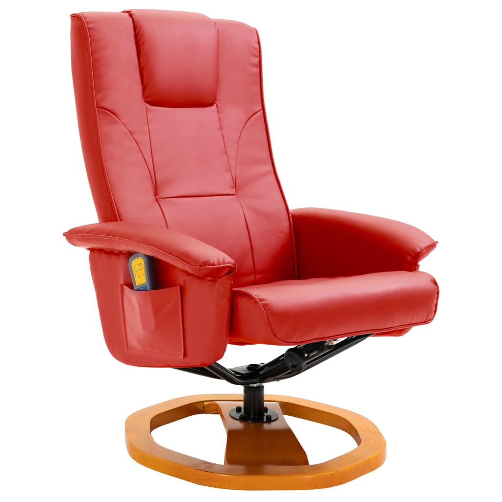 vidaXL Fauteuil de massage avec repose-pied rouge similicuir