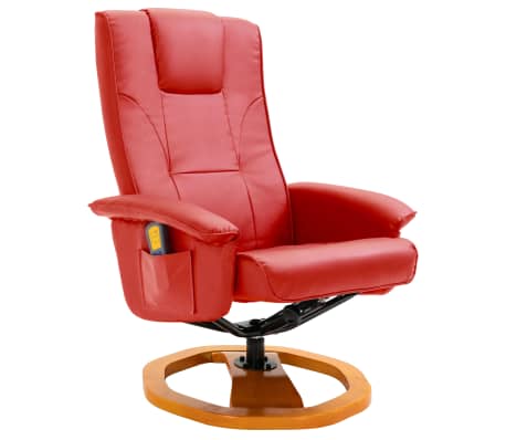 vidaXL masāžas krēsls ar kāju soliņu, sarkana mākslīgā āda