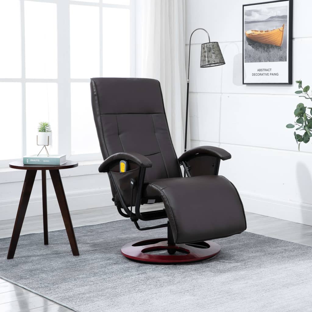 vida XL Massagesessel Braun Kunstleder