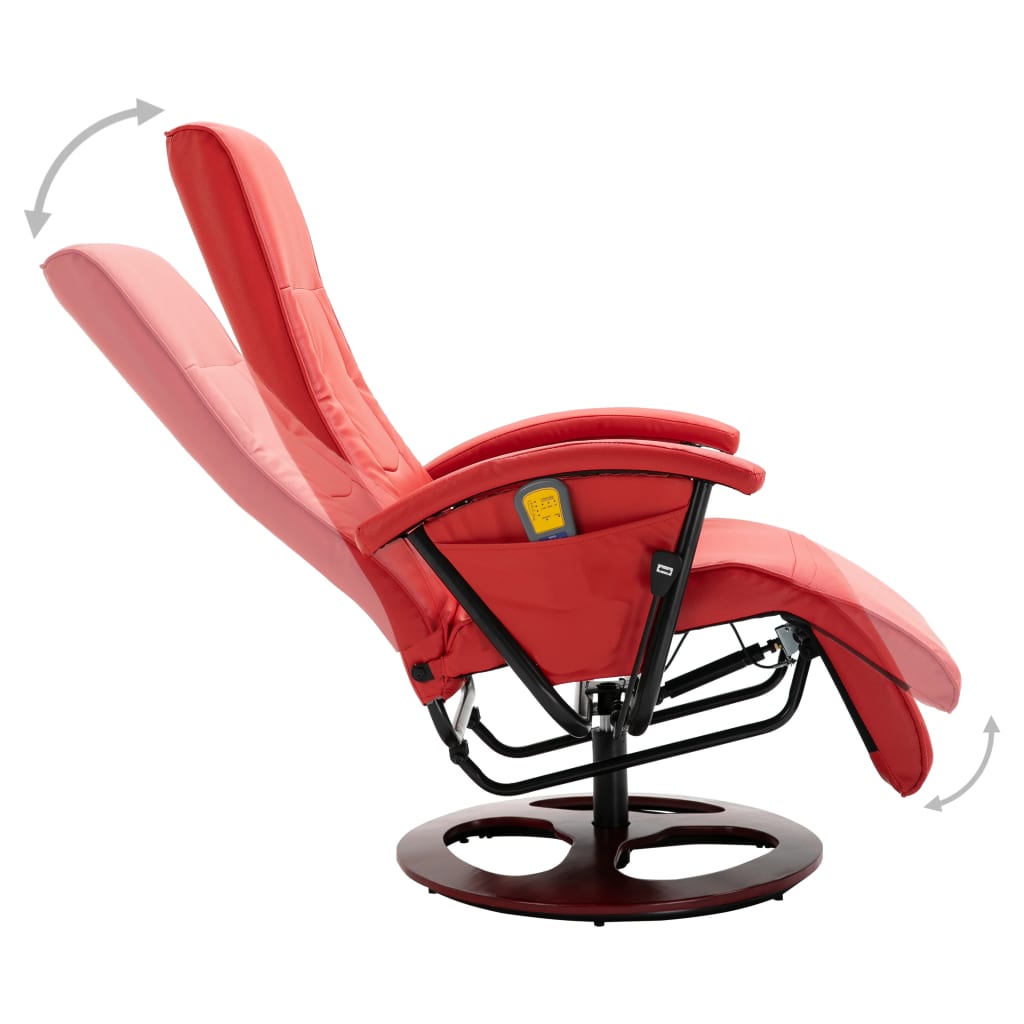 Masažinis krėslas, raudonos spalvos, dirbtinė oda | Stepinfit