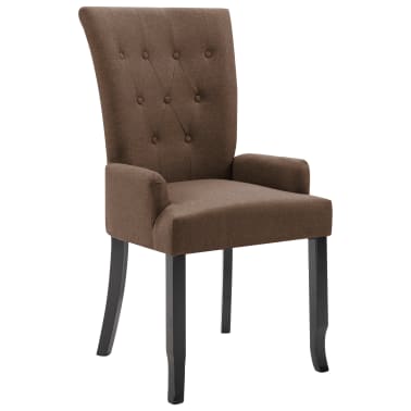 vidaXL Silla de comedor con reposabrazos de tela marrón vidaXL Silla de comedor con reposabrazos de tela marrón