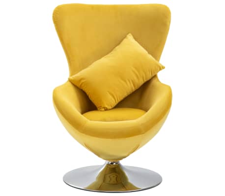 كرسي معلّق بيضاوي مع وسادة مخمل أصفر vidaXL