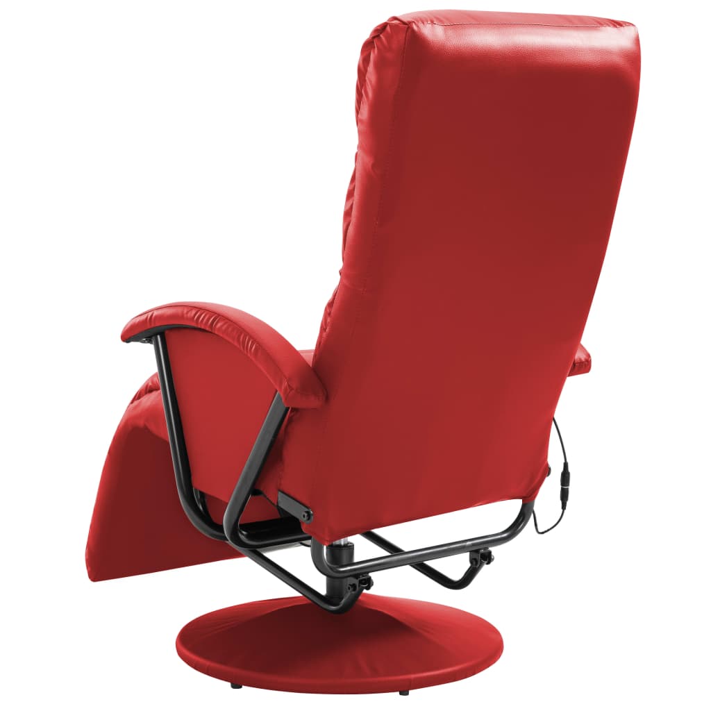 Piros dönthető masszírozó műbőr TV-fotel 