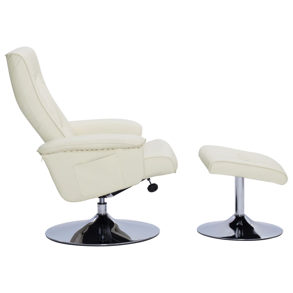 vidaXL Fauteuil inclinable avec repose-pied Crème Similicuir