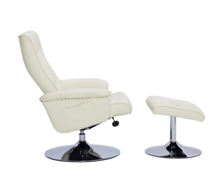 vidaXL Rozkładany fotel z podnóżkiem, kremowy, sztuczna skóra