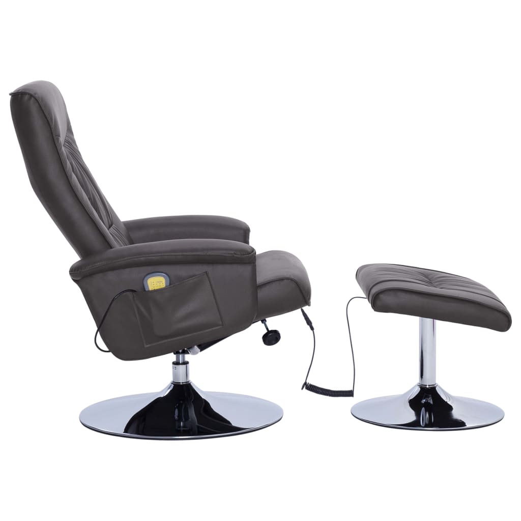 vidaXL Fauteuil de massage avec repose-pied Gris Similicuir