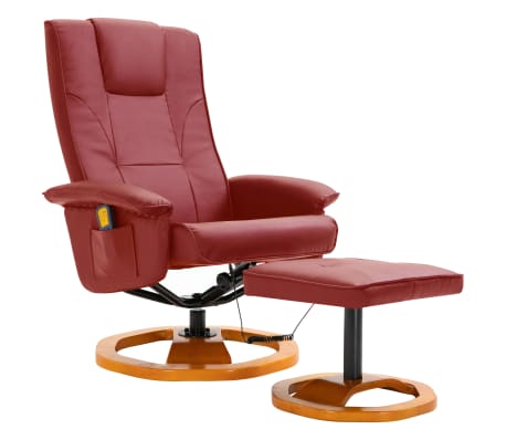 Vidaxl Massage Chair With Foot Stool Wine Red Faux Leather