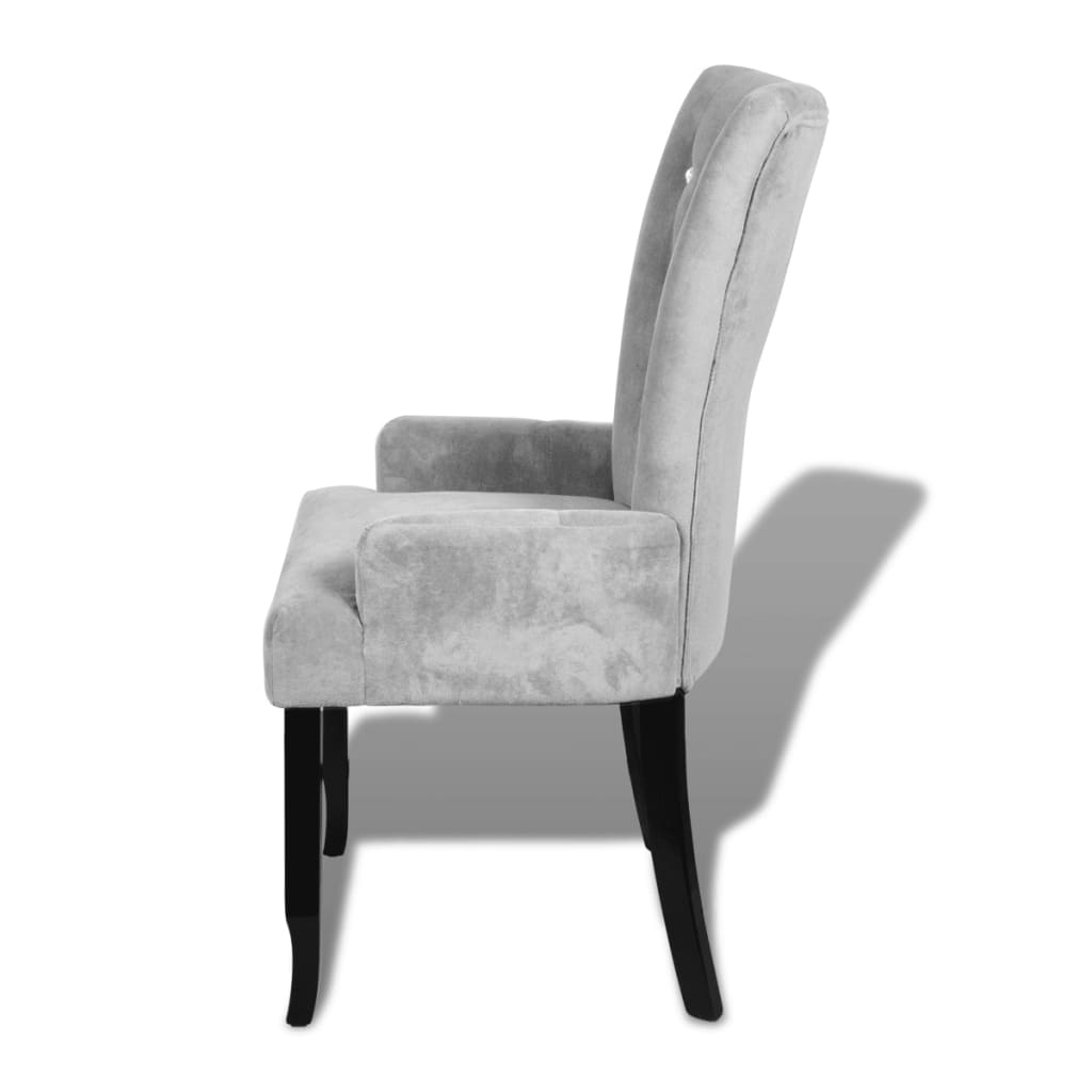 vidaXL Dining Chair with Armrests Silver Velvet