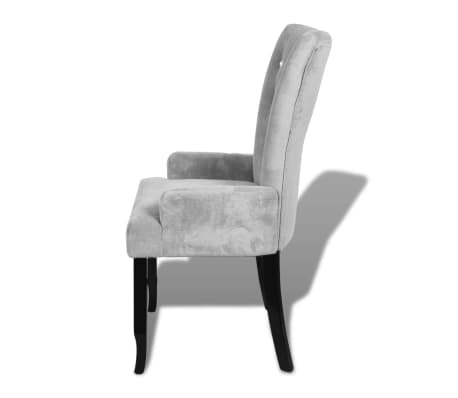 vidaXL Dining Chair with Armrests Silver Velvet