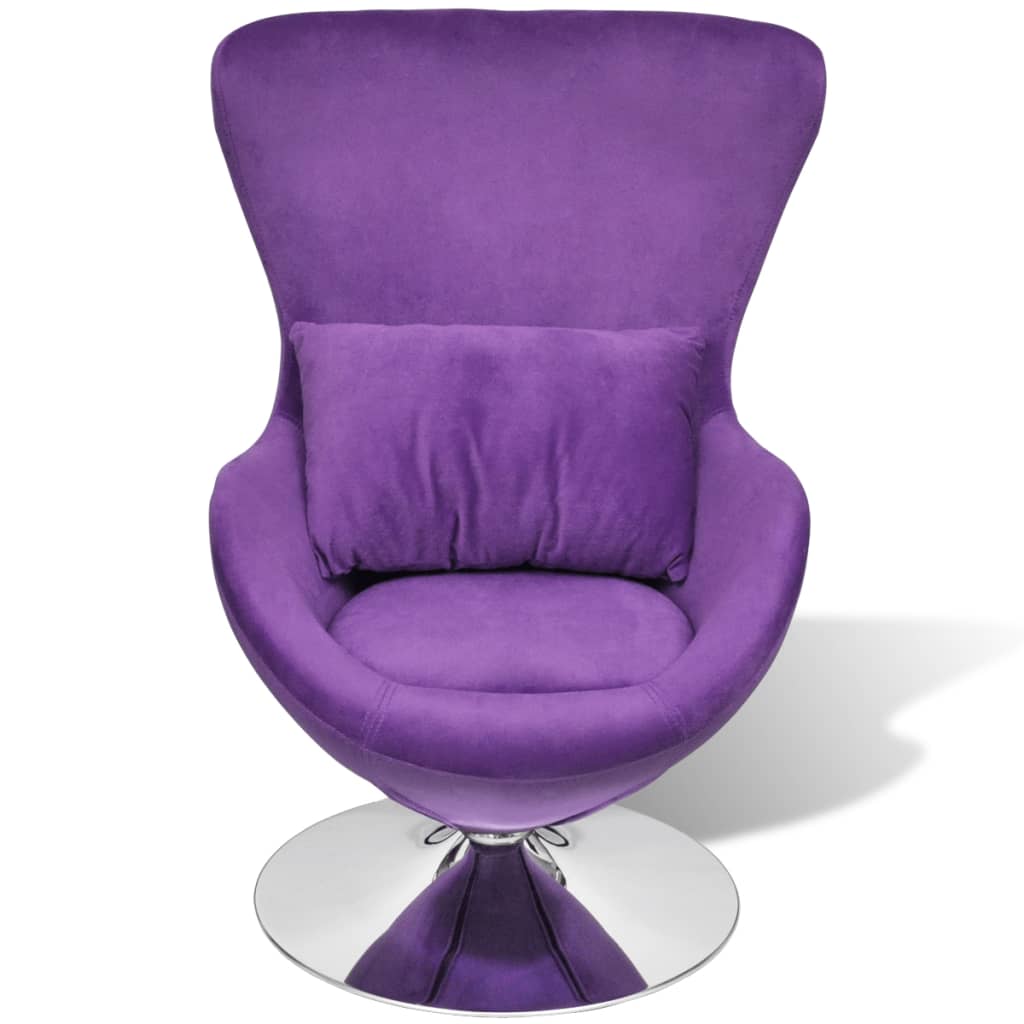 vidaXL Swivel Egg Chair with Cushion Purple Velvet