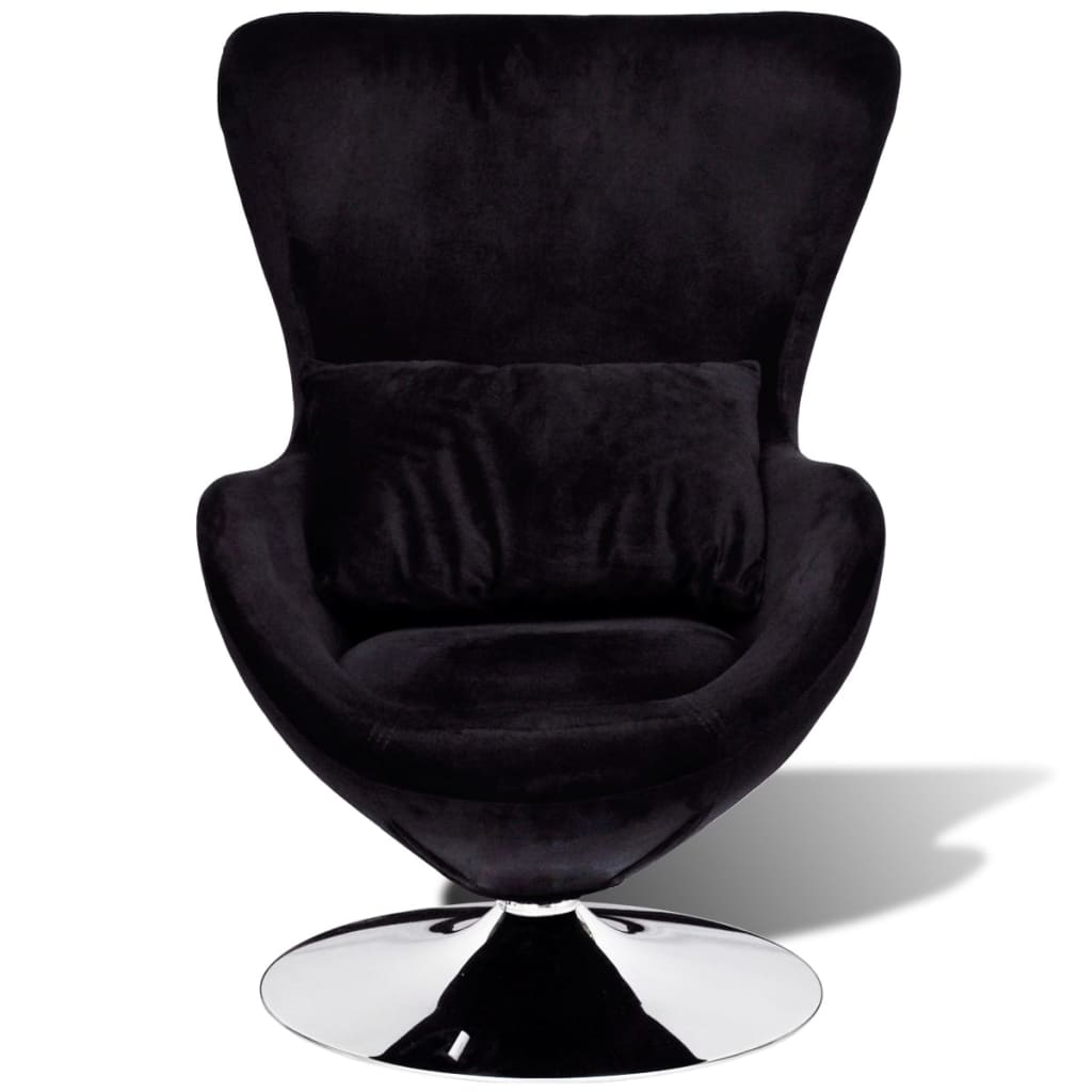 vidaXL Swivel Egg Chair with Cushion Black Velvet