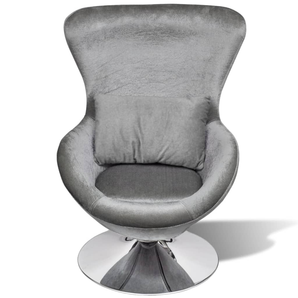 vidaXL Swivel Egg Chair with Cushion Silver Velvet