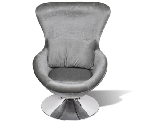vidaXL Swivel Egg Chair with Cushion Silver Velvet