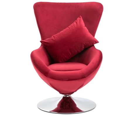 vidaXL Swivel Egg Chair with Cushion Red Velvet