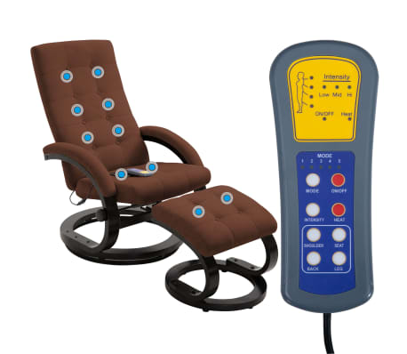 vidaXL Massage Recliner with Footrest Brown Suede-touch Fabric