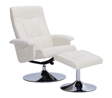 Shop vidaXL Lenestol med fotskammel kremhvit kunstig skinn Shop vidaXL Lenestol med fotskammel kremhvit kunstig skinn