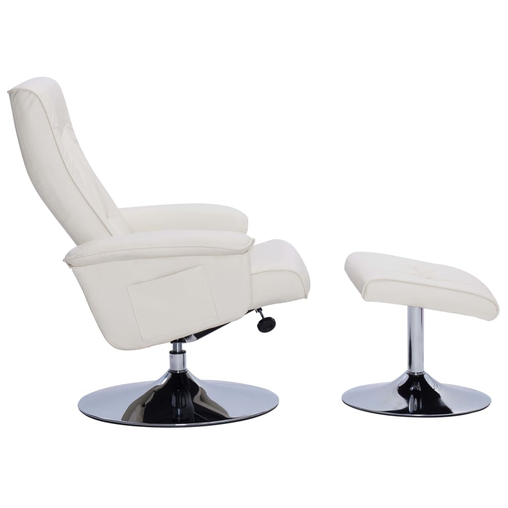 vidaXL Recliner Chair with Footstool Cream Faux Leather